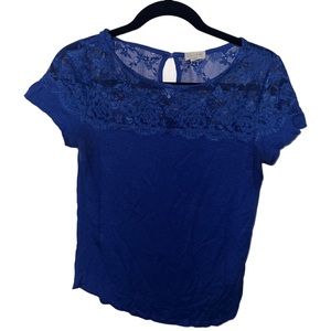 Maison Jules Blue Lace T-Shirt